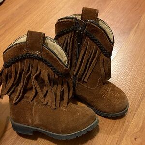 Smoky Mountain Suede Fringed Toddler Western Boots - Brown